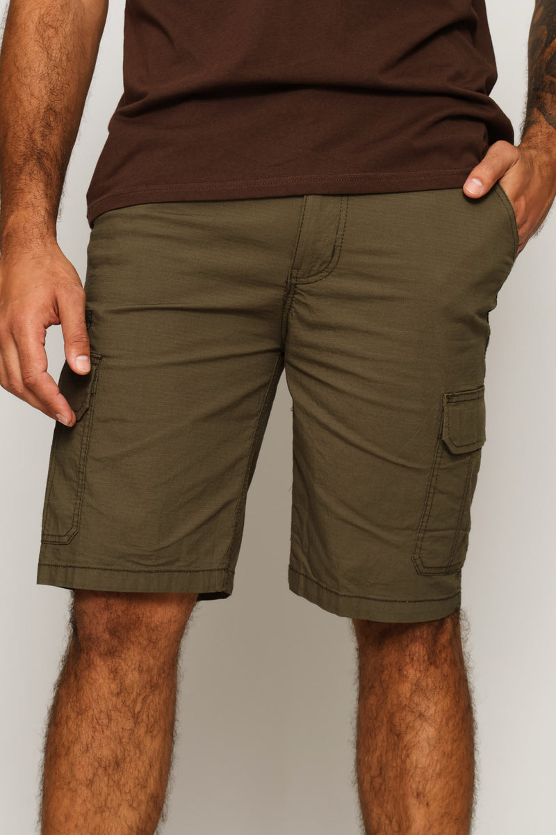 Rib Stop Cargo Shorts - Olive
