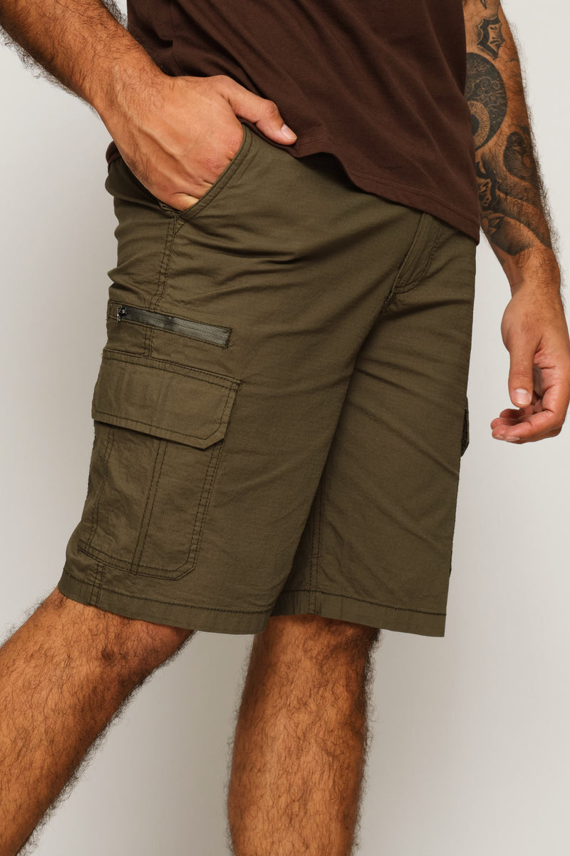 Rib Stop Cargo Shorts - Olive