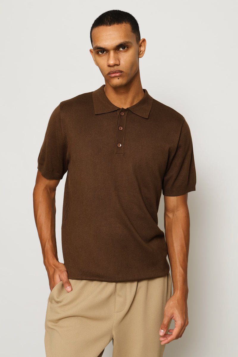 Stripe Textured Golfer - Chocolate