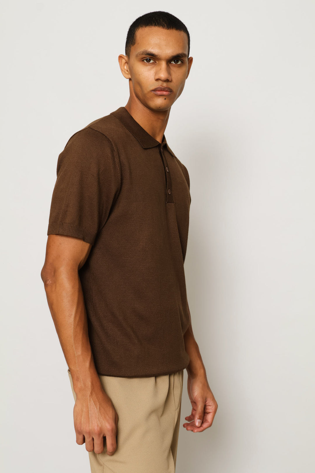 Stripe Textured Golfer - Chocolate