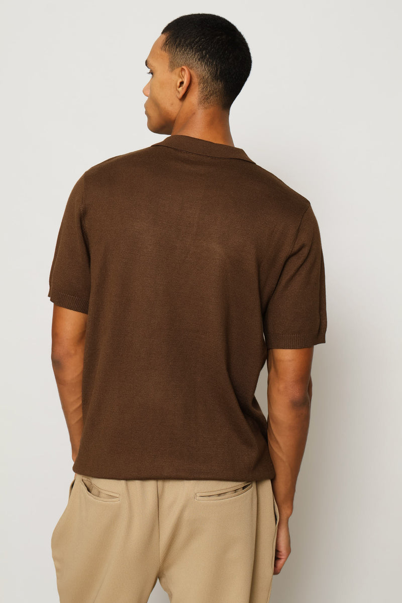 Stripe Textured Golfer - Chocolate