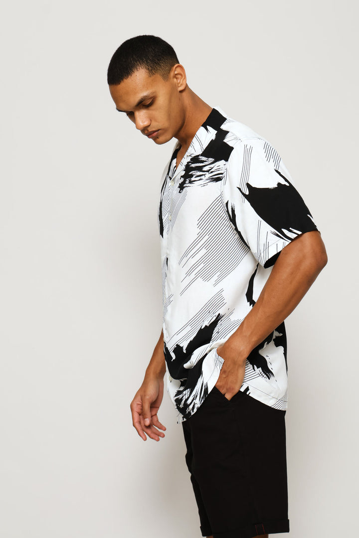 Printed Viscose Shirt - Ecru