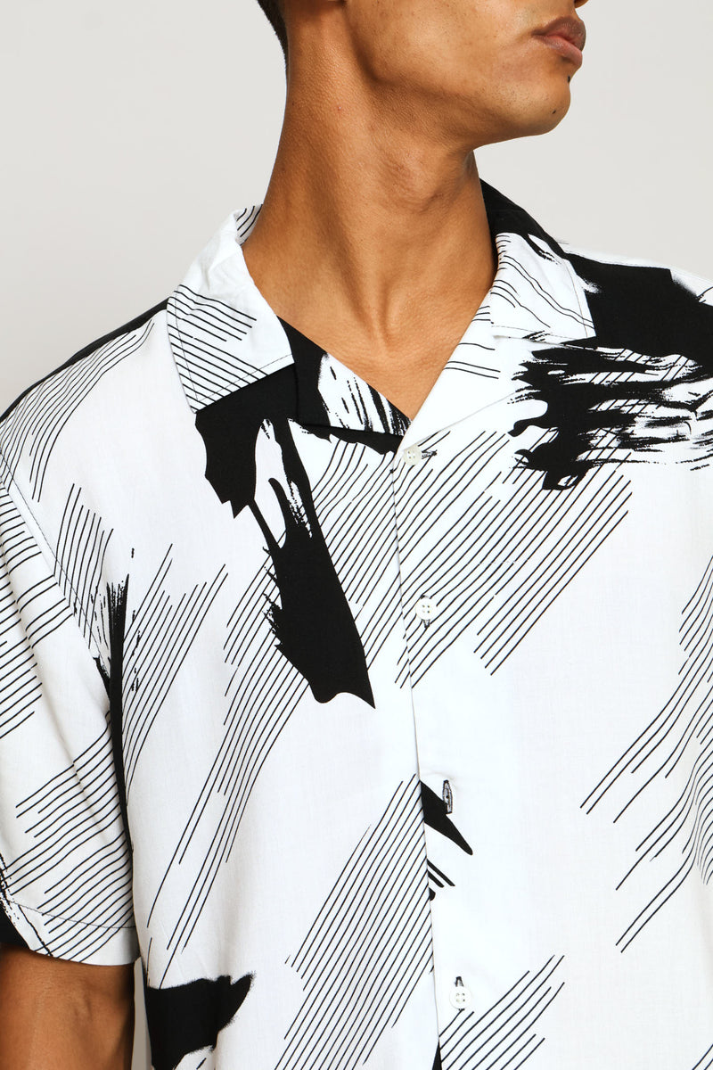 Printed Viscose Shirt - Ecru