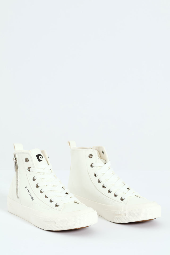 Funk Zip Trim High Lace Up Sneaker - White