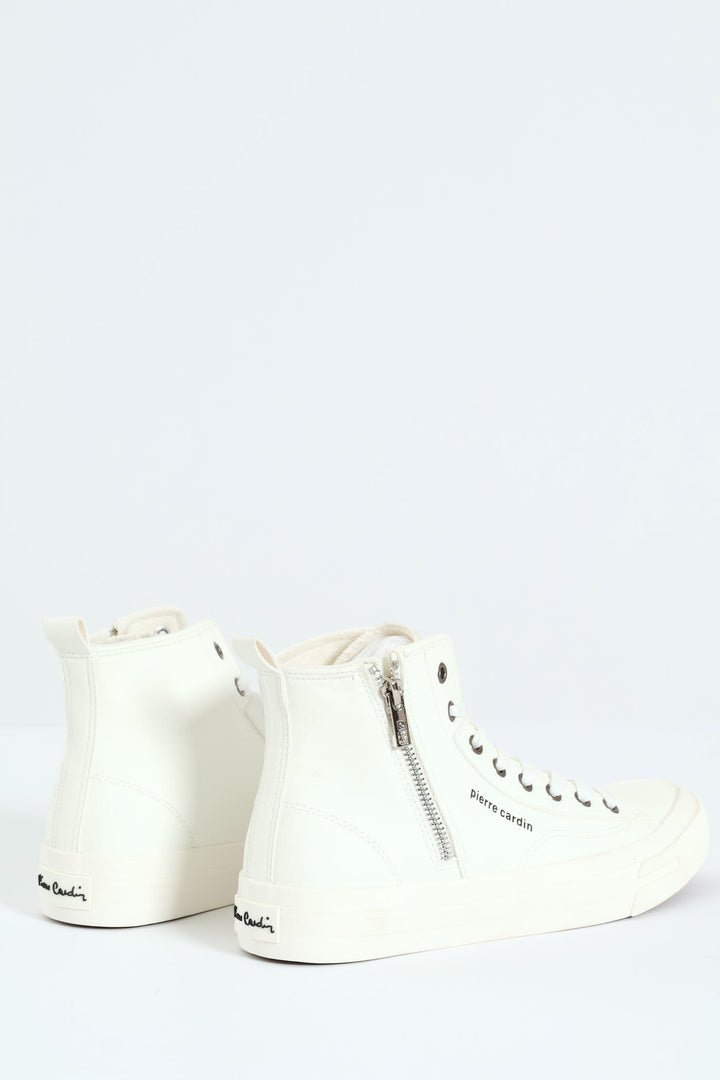 Funk Zip Trim High Lace Up Sneaker - White