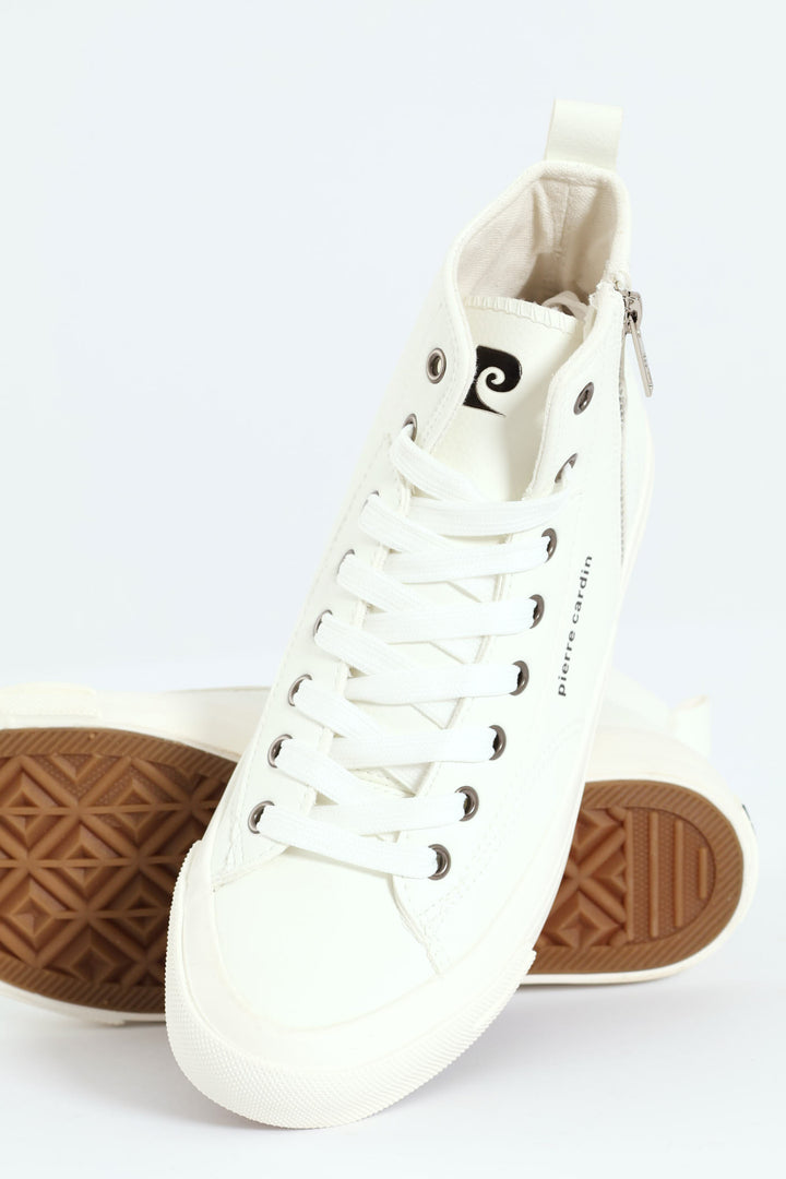 Funk Zip Trim High Lace Up Sneaker - White