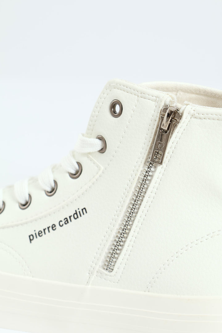 Funk Zip Trim High Lace Up Sneaker - White