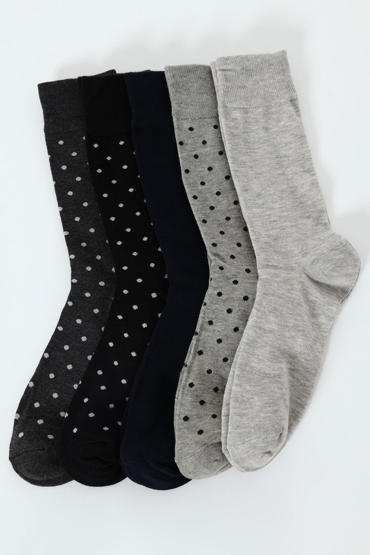 5 Pack Blue & Grey Fashion Anklet - Blue