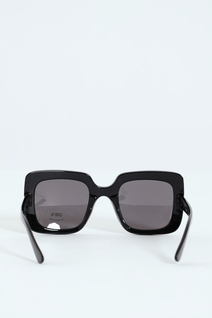Pre-Girls Square Diamante Sunnies - Black