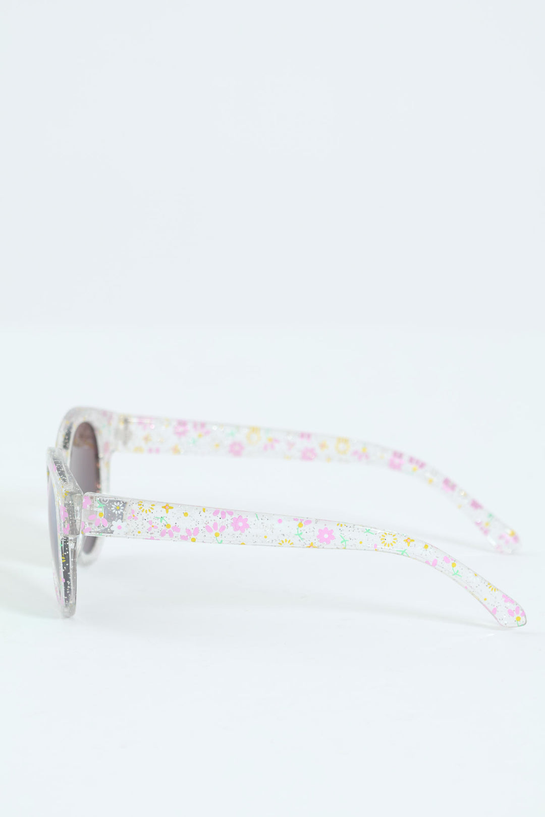 Pre-Girls Glitter Floral Clear Round Sunnies - Clear
