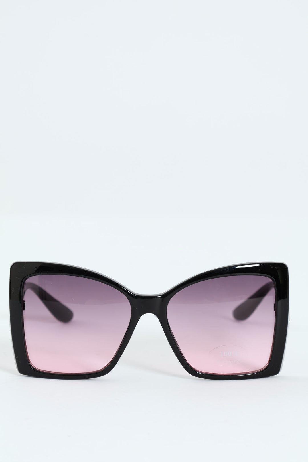 Gradient Butterfly Gold Trim Temple Sunglasses - Black