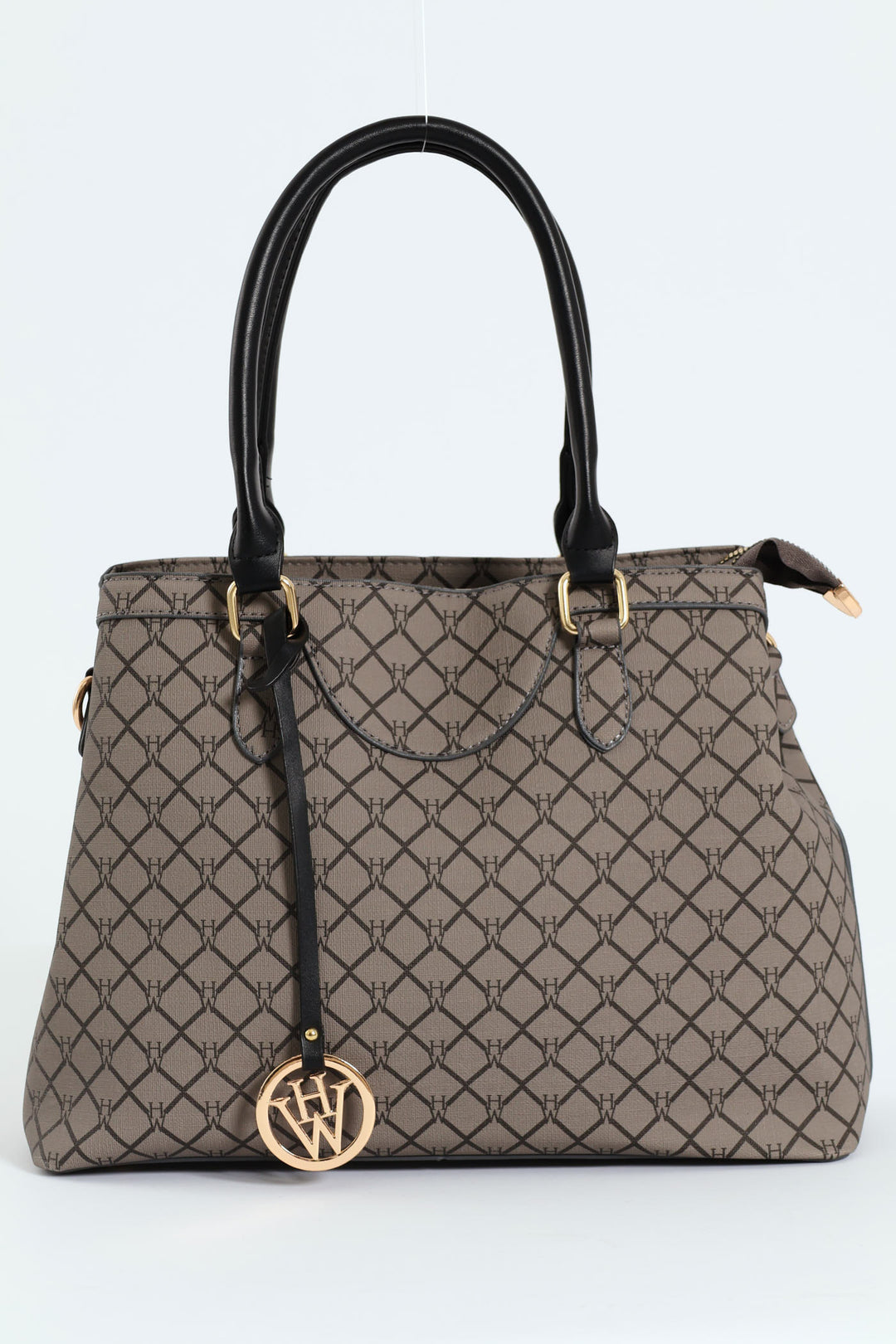 Hanging Metal Logo Tote Bag - Black/Grey