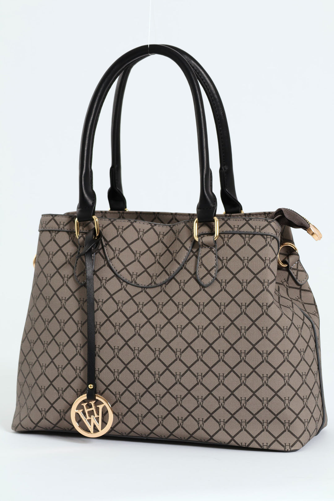 Hanging Metal Logo Tote Bag - Black/Grey