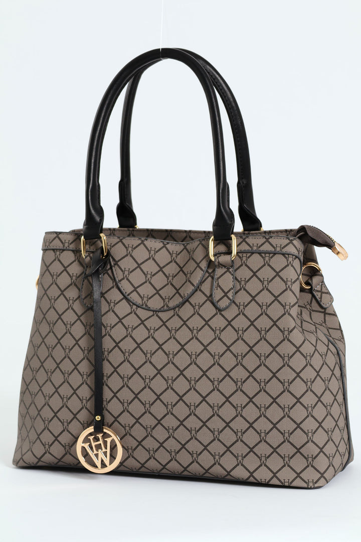 Hanging Metal Logo Tote Bag - Black/Grey