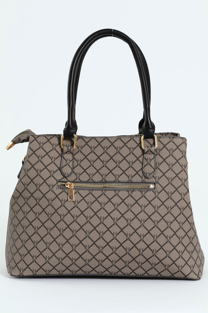 Hanging Metal Logo Tote Bag - Black/Grey