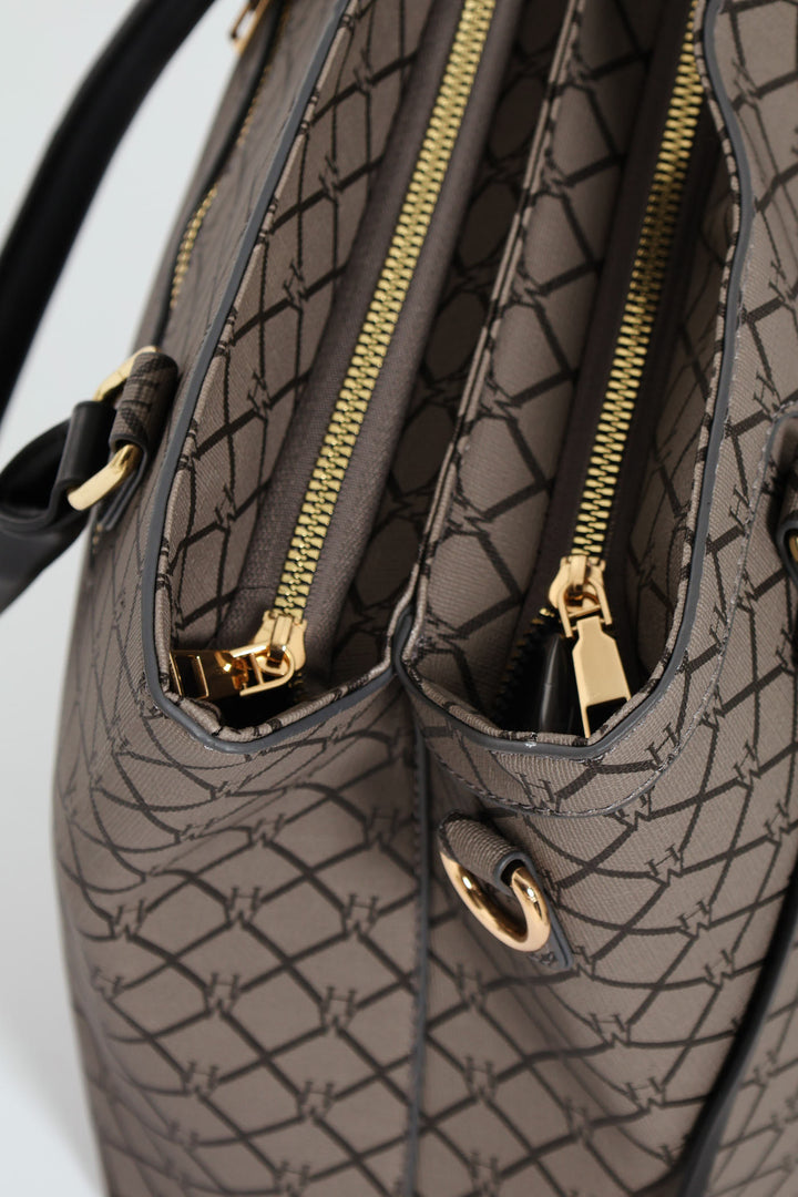 Hanging Metal Logo Tote Bag - Black/Grey