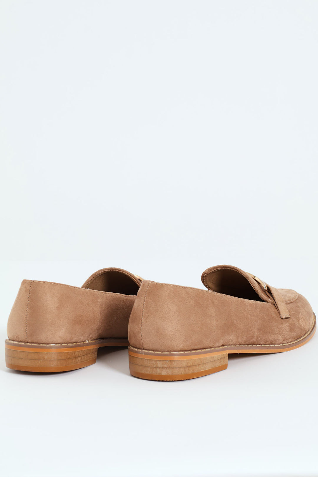 Microfibre Loafer With Flat Gold Trim - Taupe