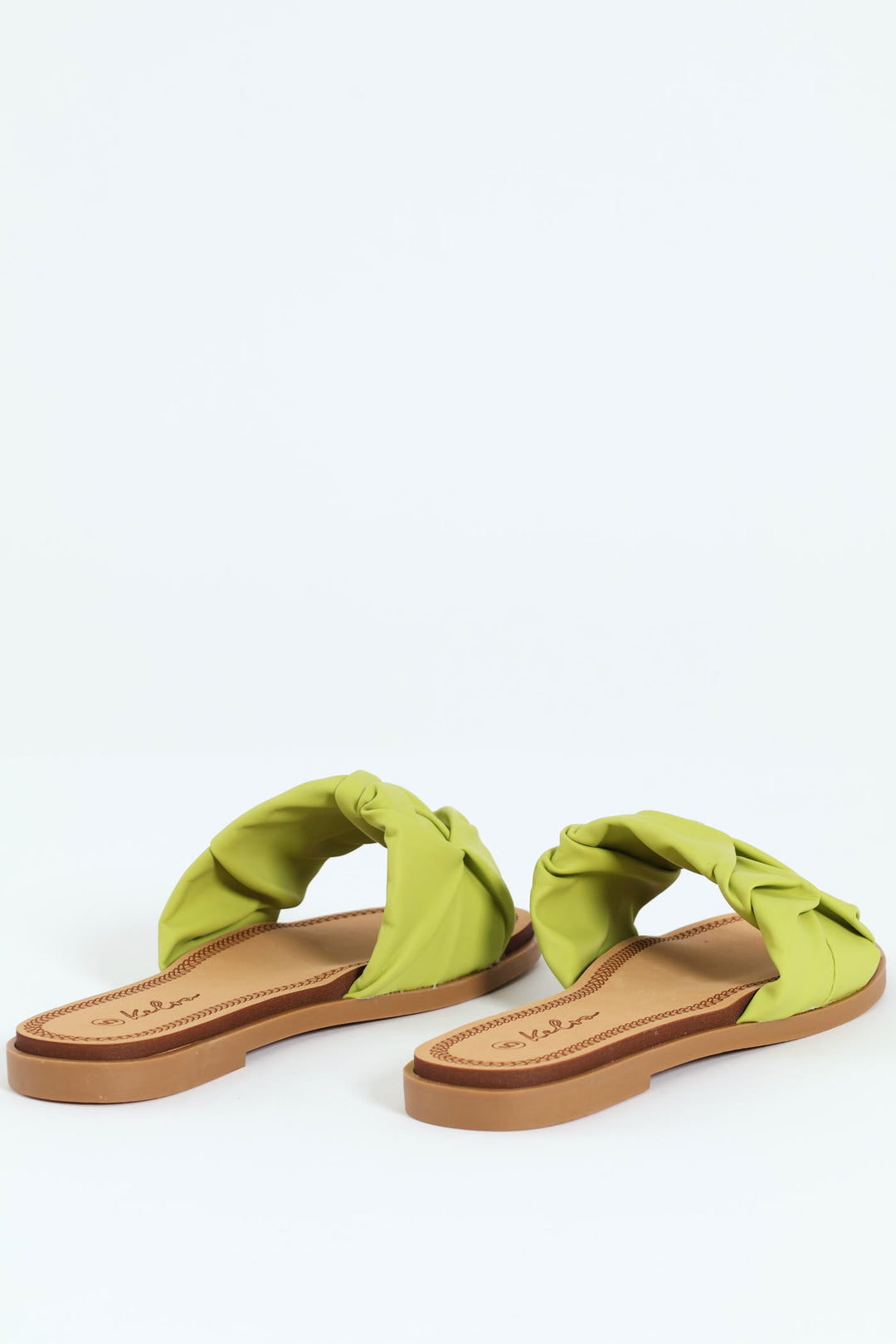 Folded Single Band Mule Sandal On Comfort Outsole - Chartreuse