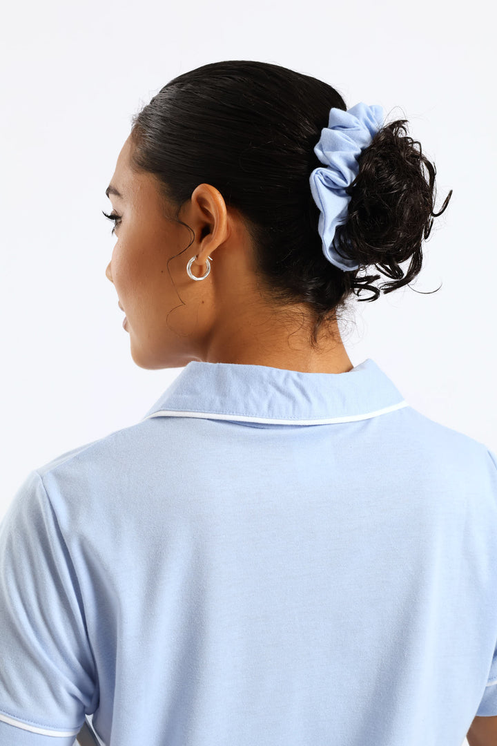 Button Through Knit Short Set - Blue