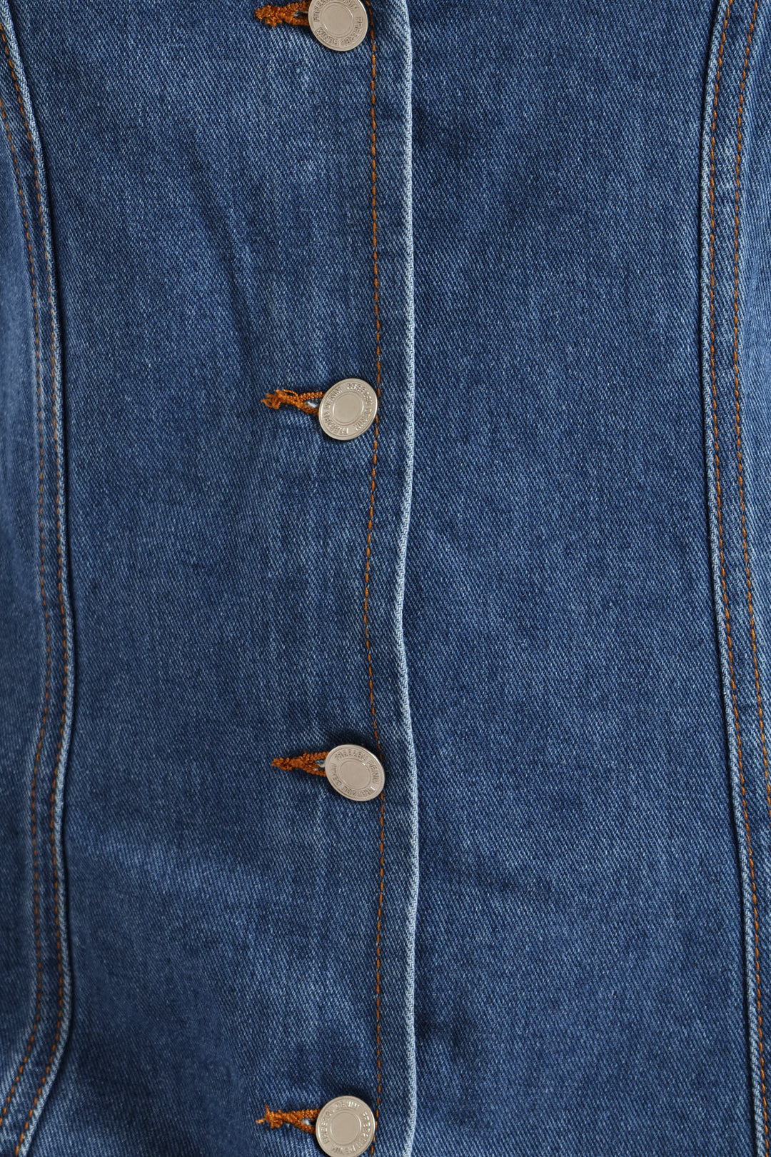 Button Through Denim Mini Dress - Salty Mid Wash