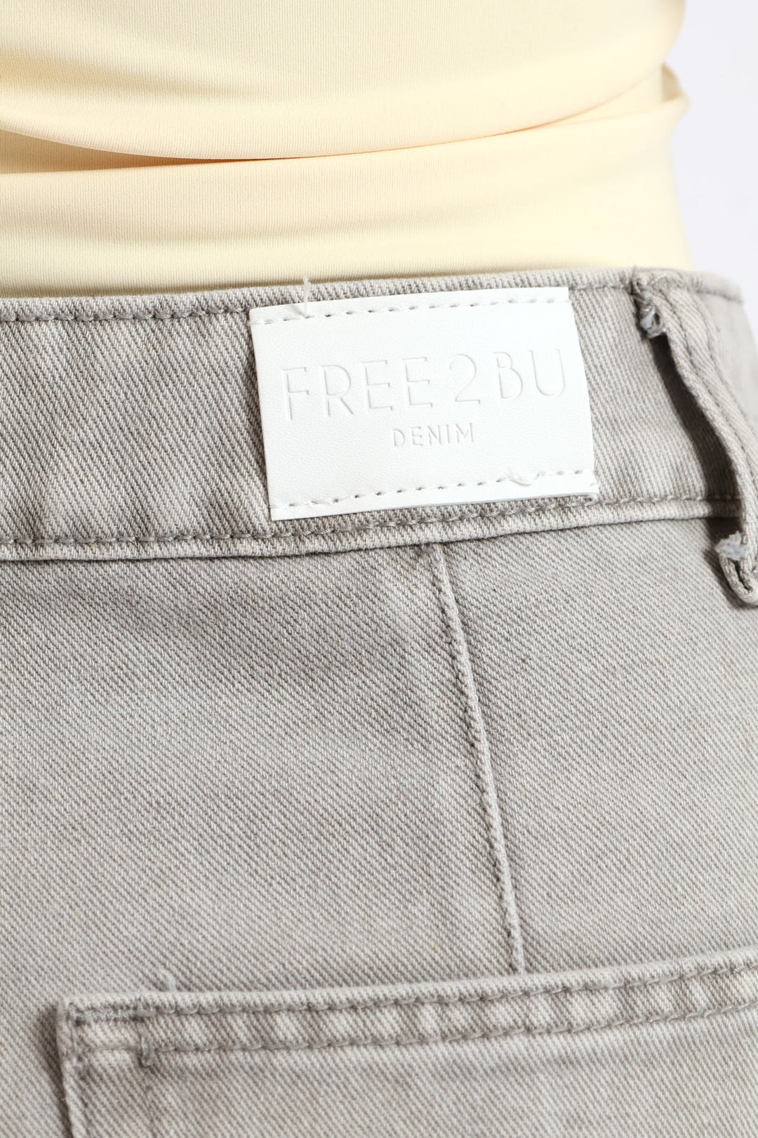 Panel Denim Skort - Light Grey