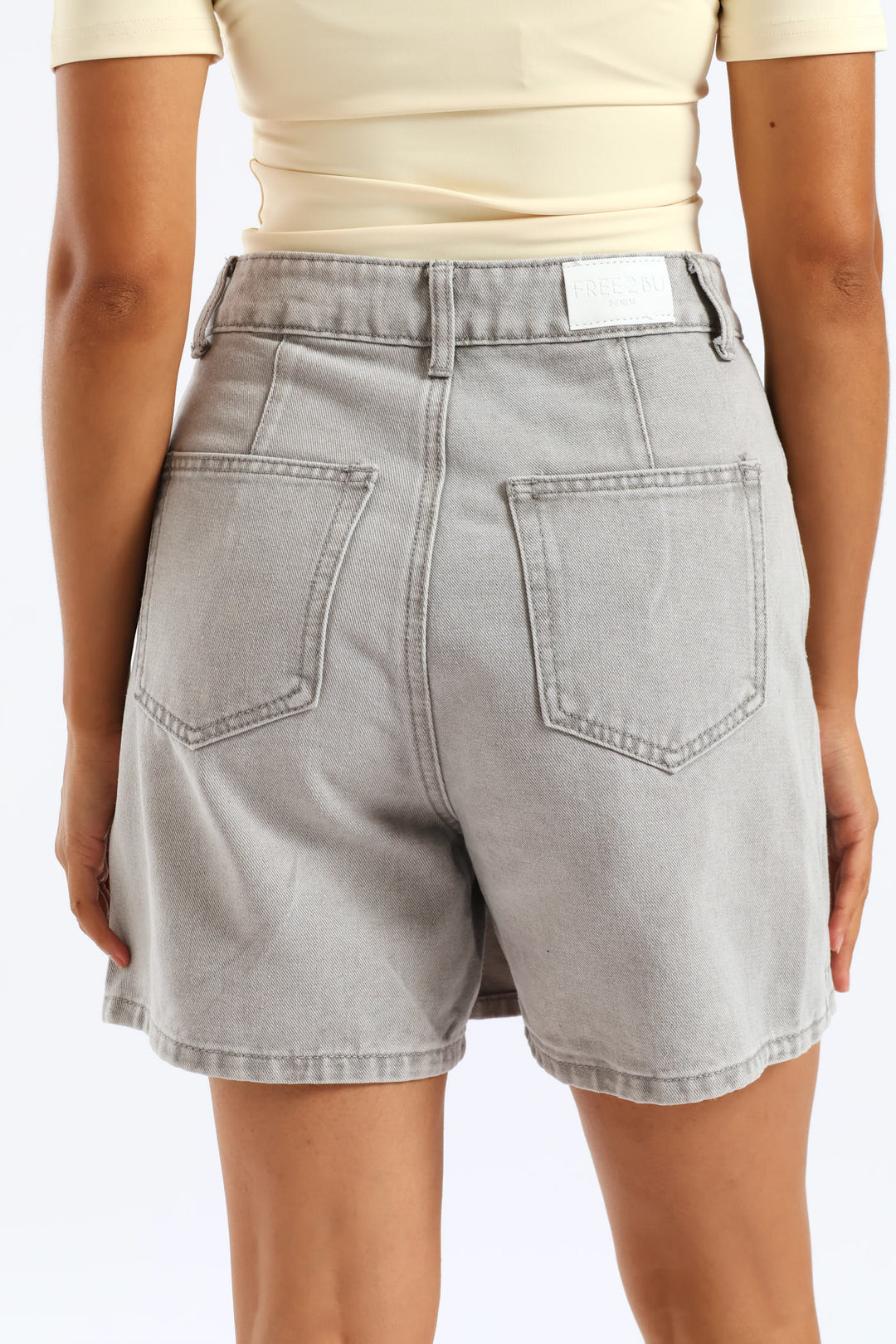 Panel Denim Skort - Light Grey