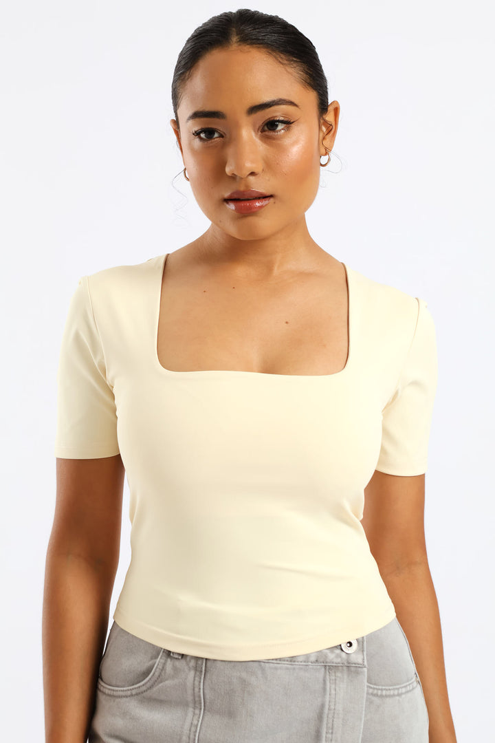Skin Tight Square Neck Tee - Light Yellow