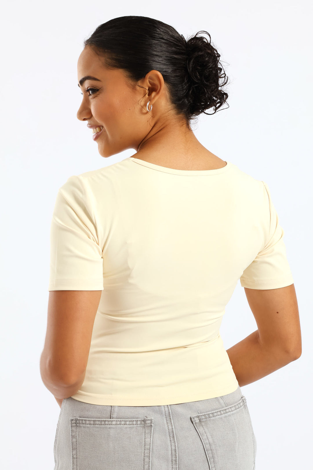 Skin Tight Square Neck Tee - Light Yellow