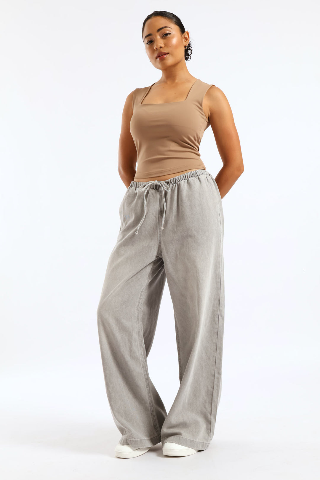 Pull-On Wide Leg Jean - Salty Grey