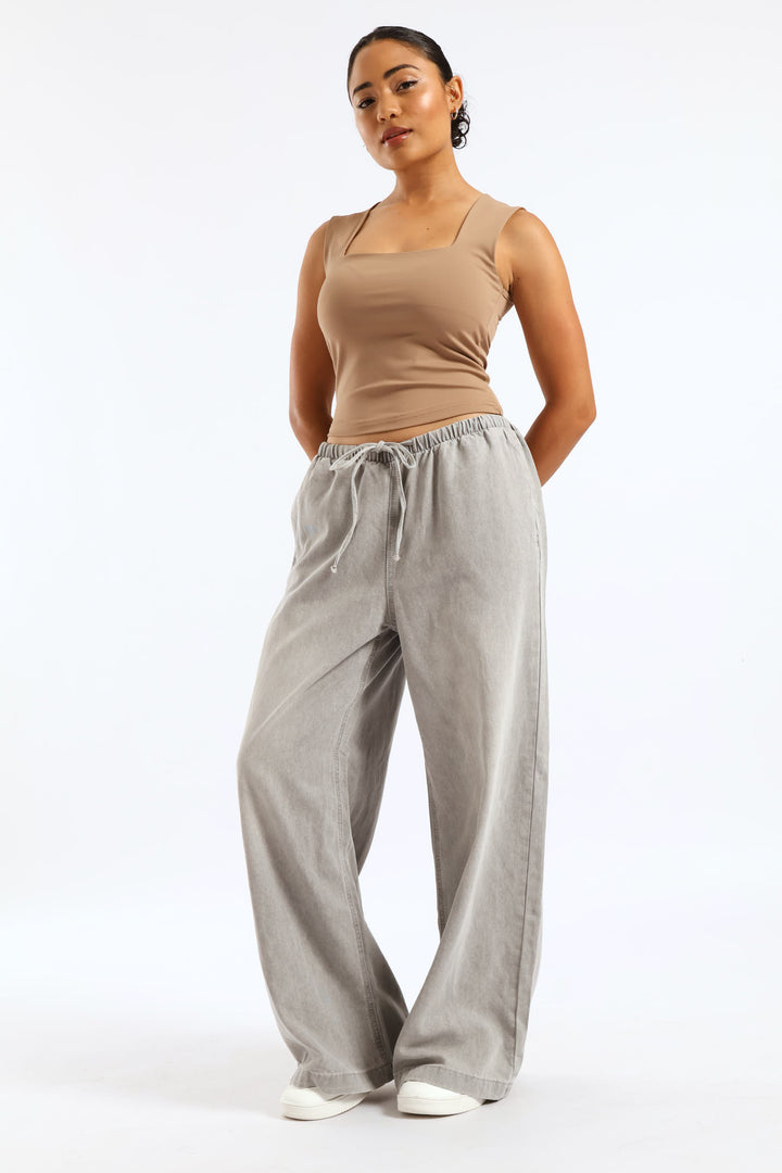 Pull-On Wide Leg Jean - Salty Grey