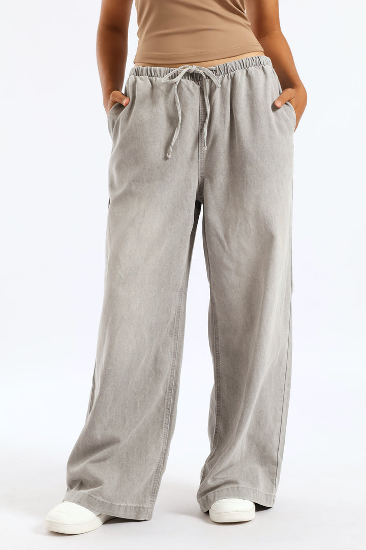 Pull-On Wide Leg Jean - Salty Grey