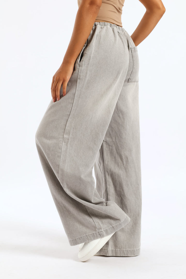 Pull-On Wide Leg Jean - Salty Grey