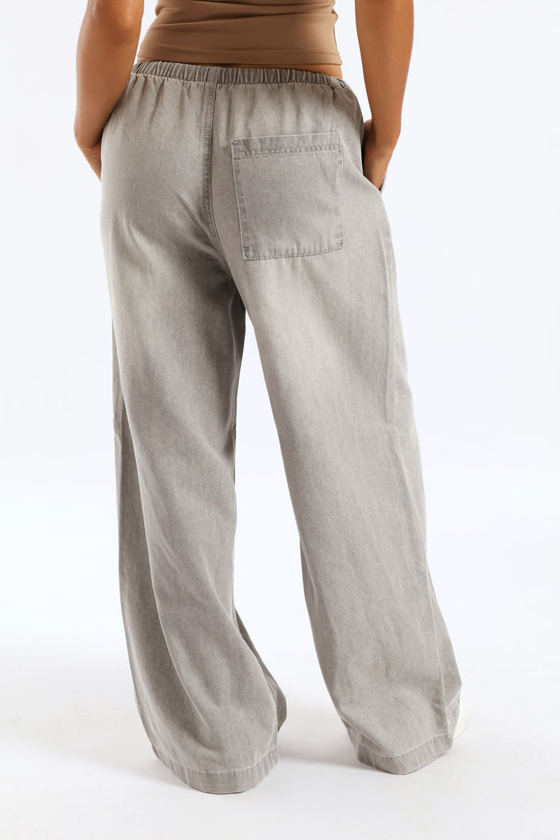 Pull-On Wide Leg Jean - Salty Grey