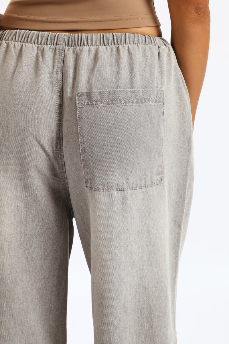 Pull-On Wide Leg Jean - Salty Grey