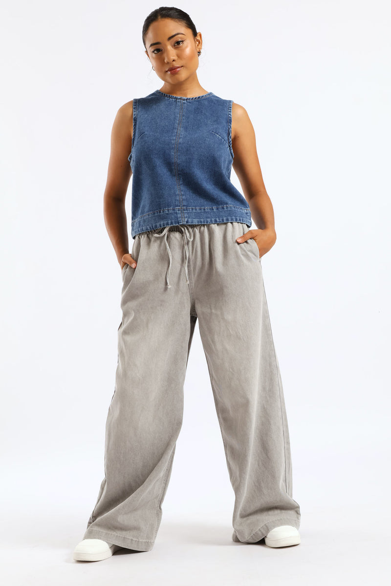 Denim Shell Top - Salty Mid Wash