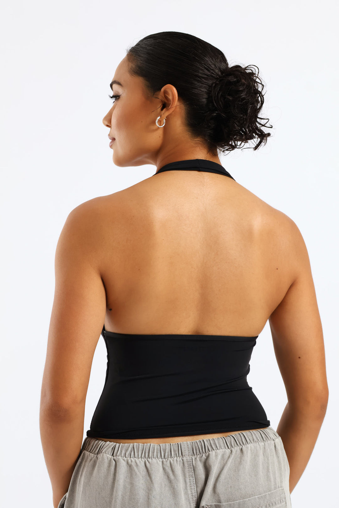 Cowl Neck Halter Top - Black