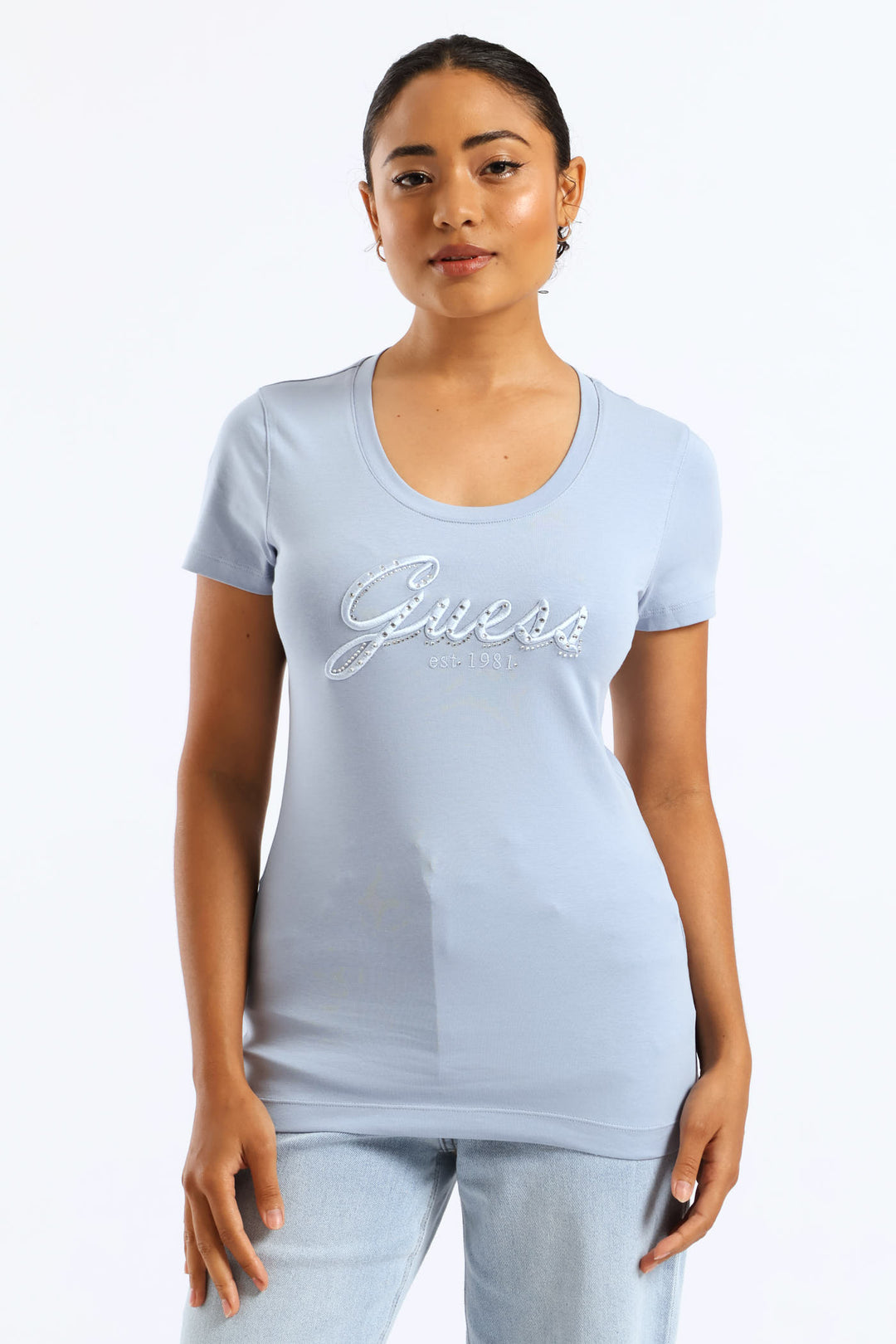 Embroidered Script Logo Tee - Blue