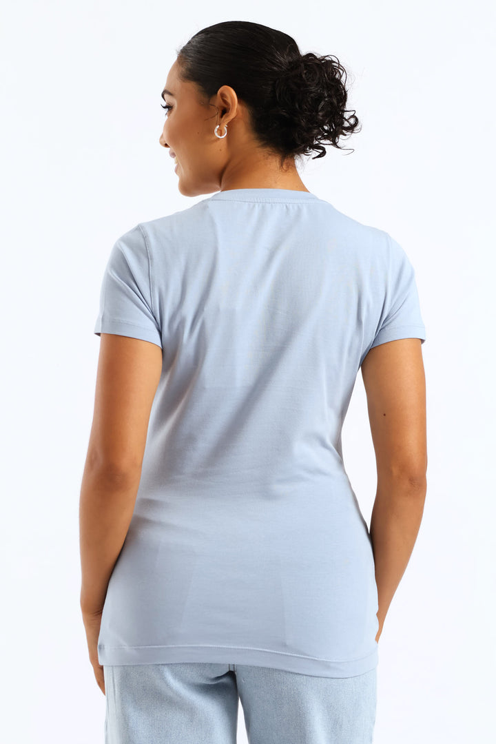 Embroidered Script Logo Tee - Blue