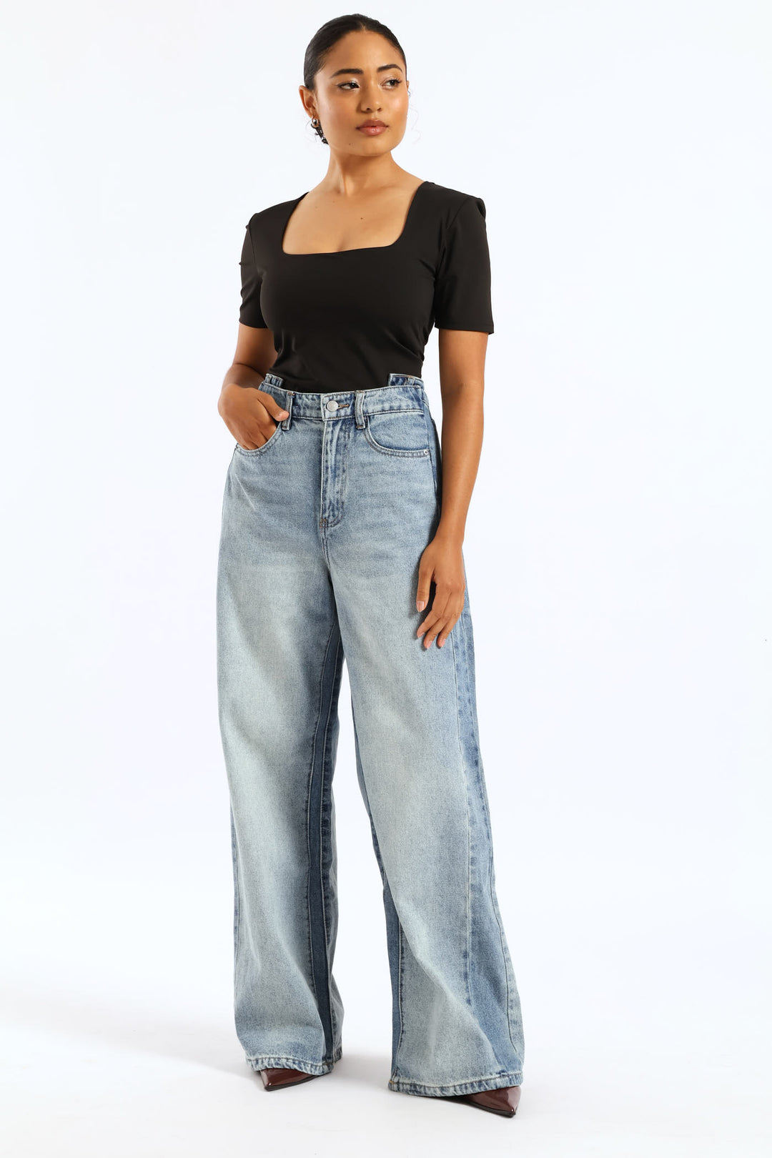 Skin Tight Square Neck Tee - Black