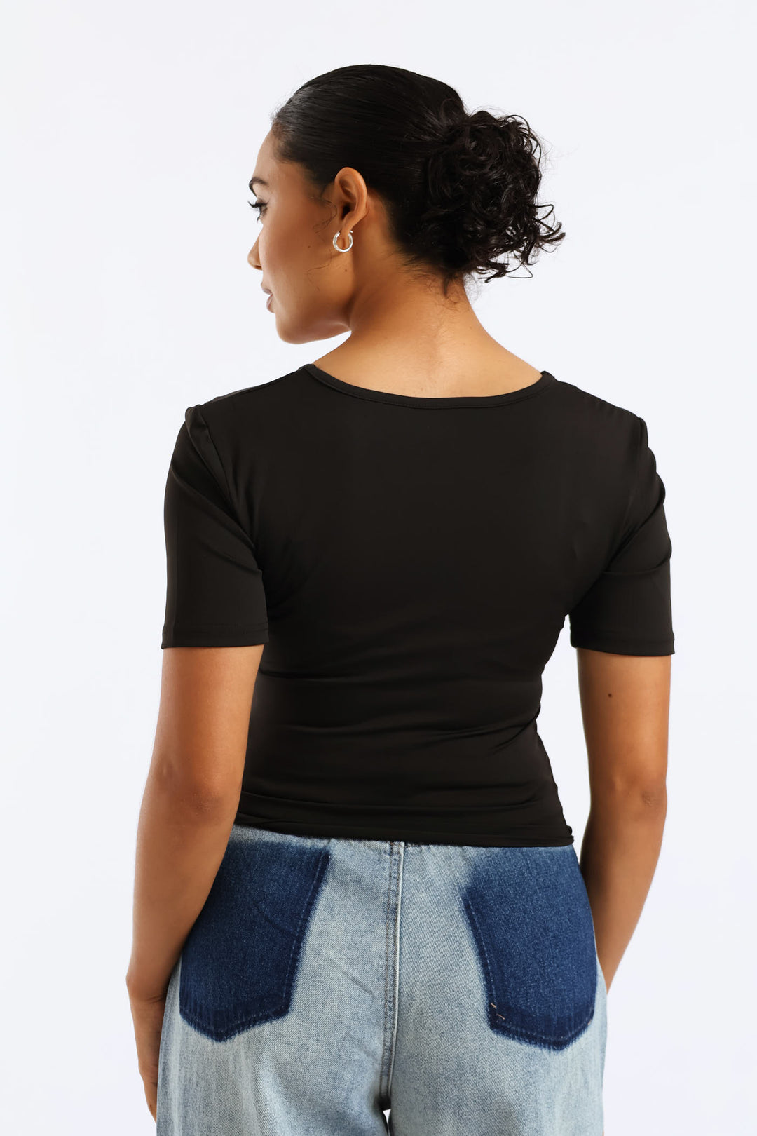Skin Tight Square Neck Tee - Black