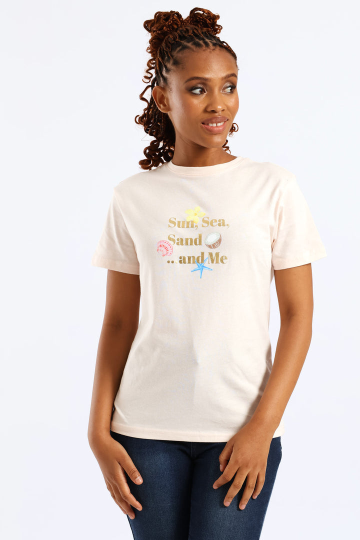 Sun, Sea The Sand And Me Tee - Shell