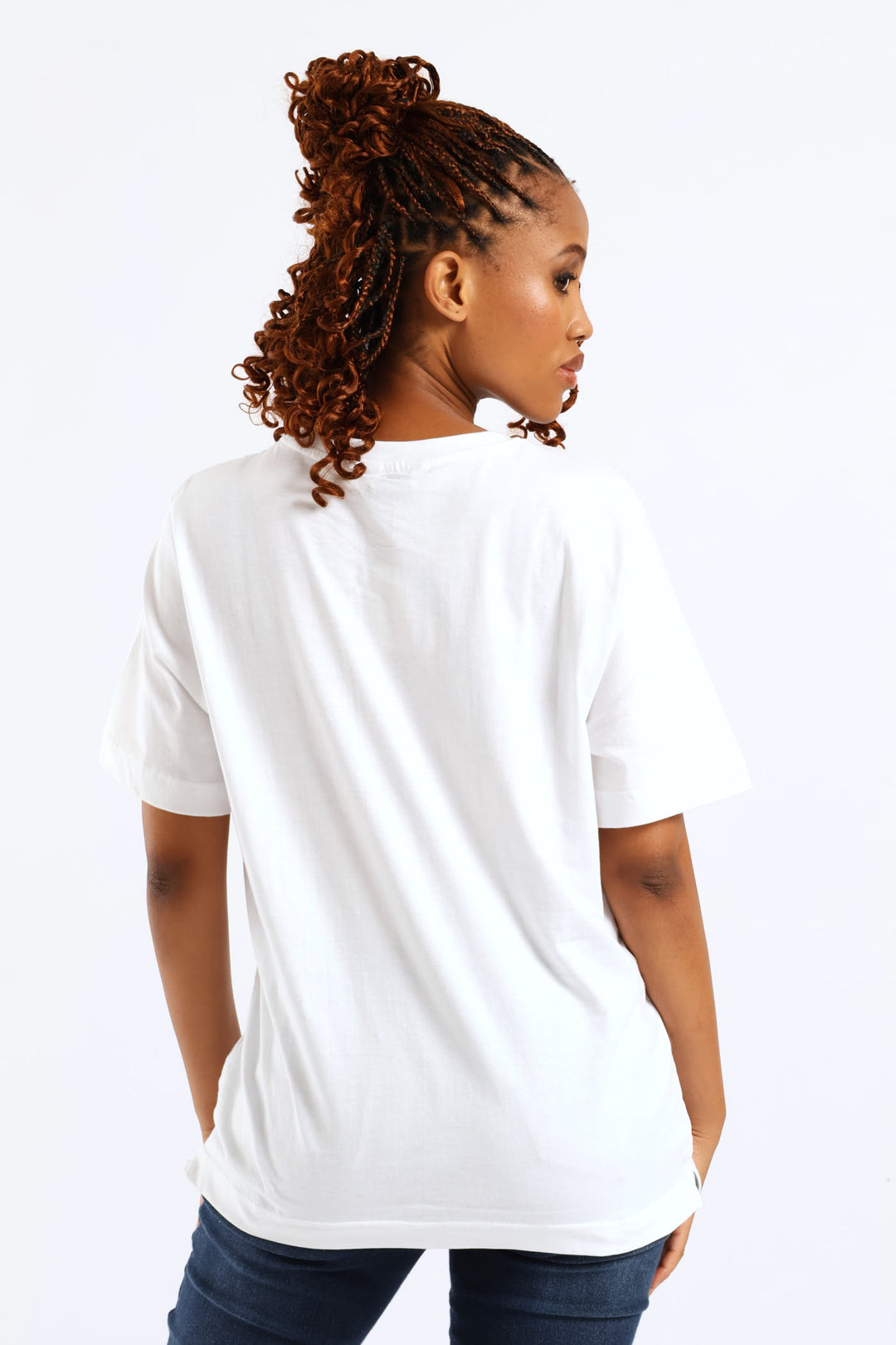 Sequin Cornelli Face Cotton Rib Neck Boxy Tee - White