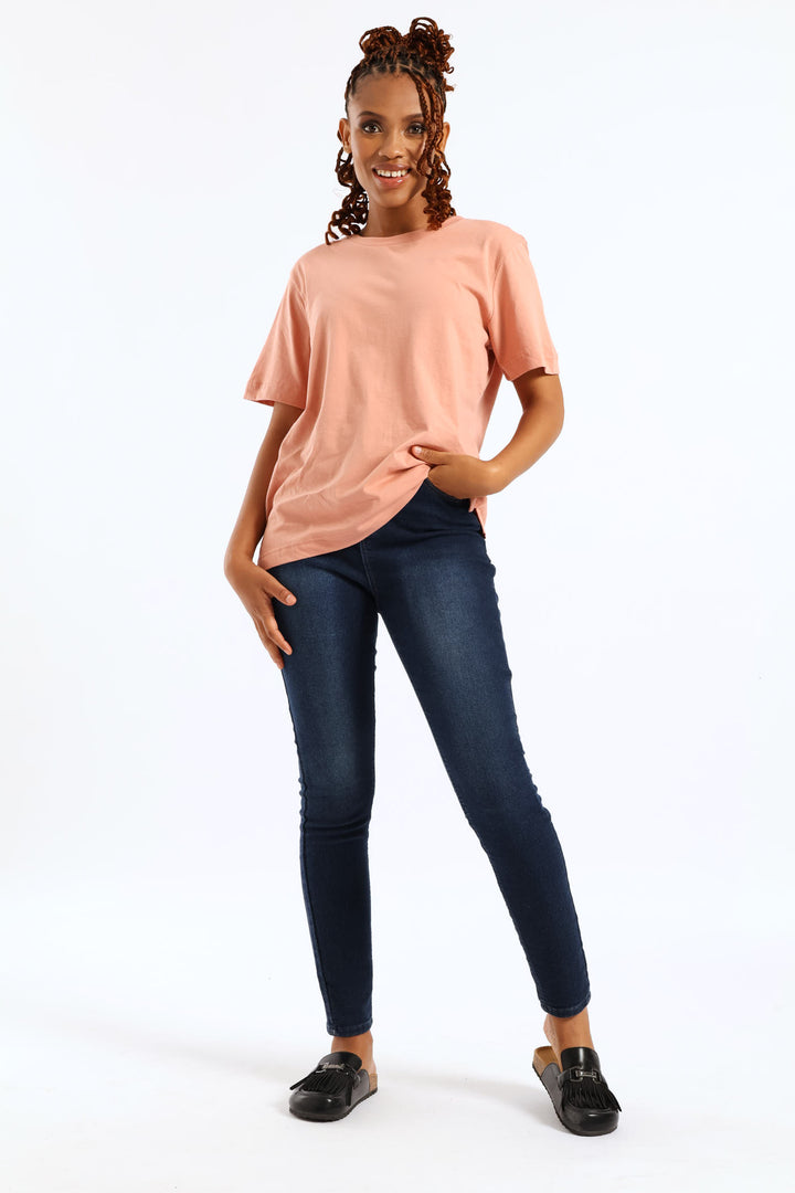 Cotton Boxy Tee - Rose
