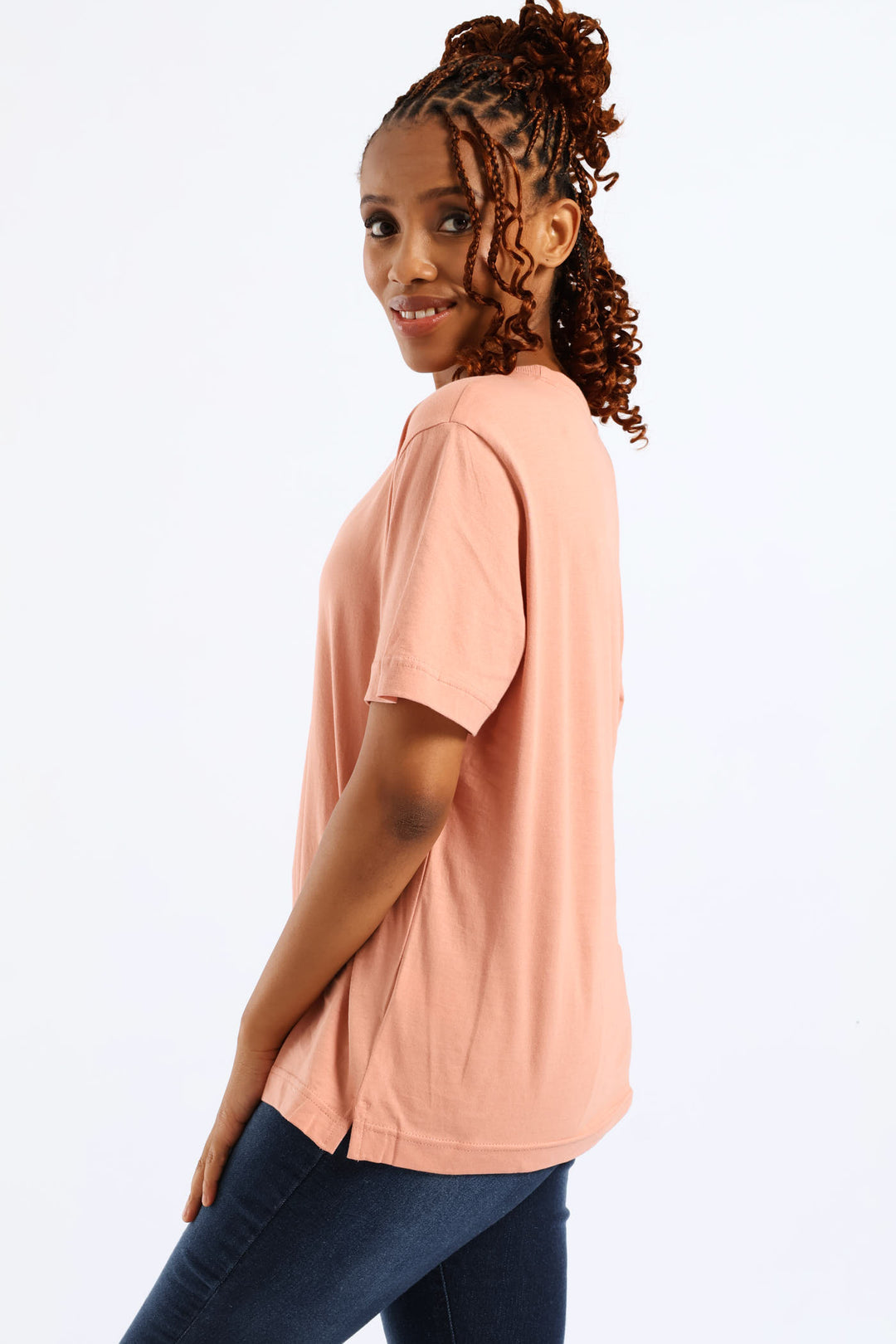 Cotton Boxy Tee - Rose