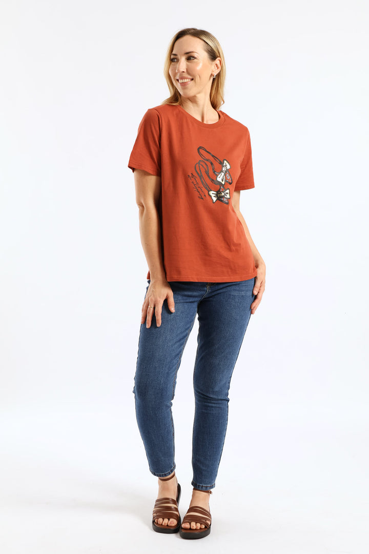 Ballet Shoes Boxy Tee - Crimson