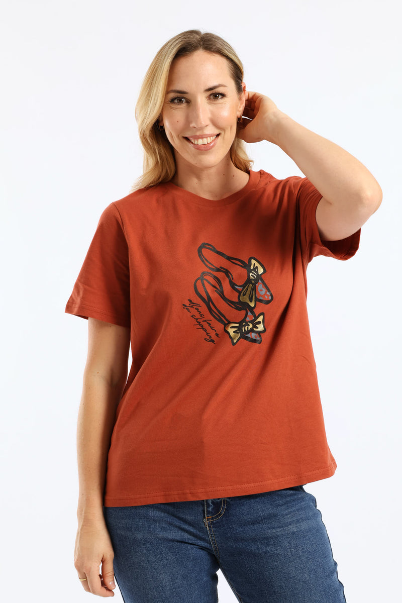 Ballet Shoes Boxy Tee - Crimson