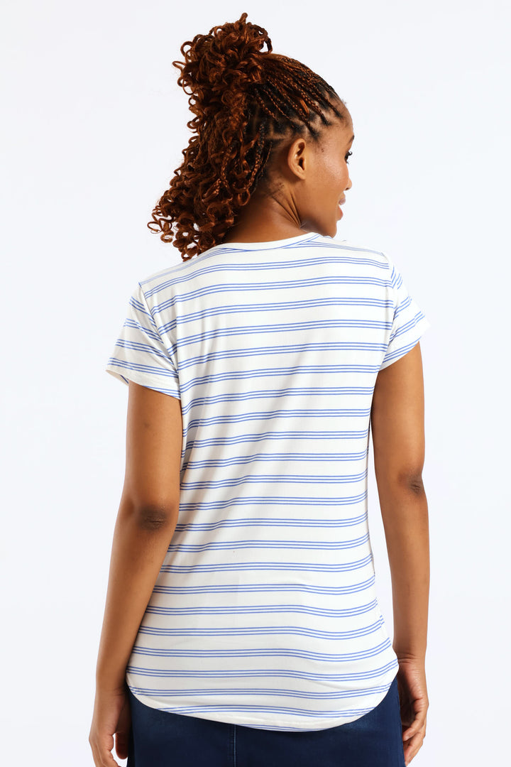 Stripe Pocket Tee - White/Blue