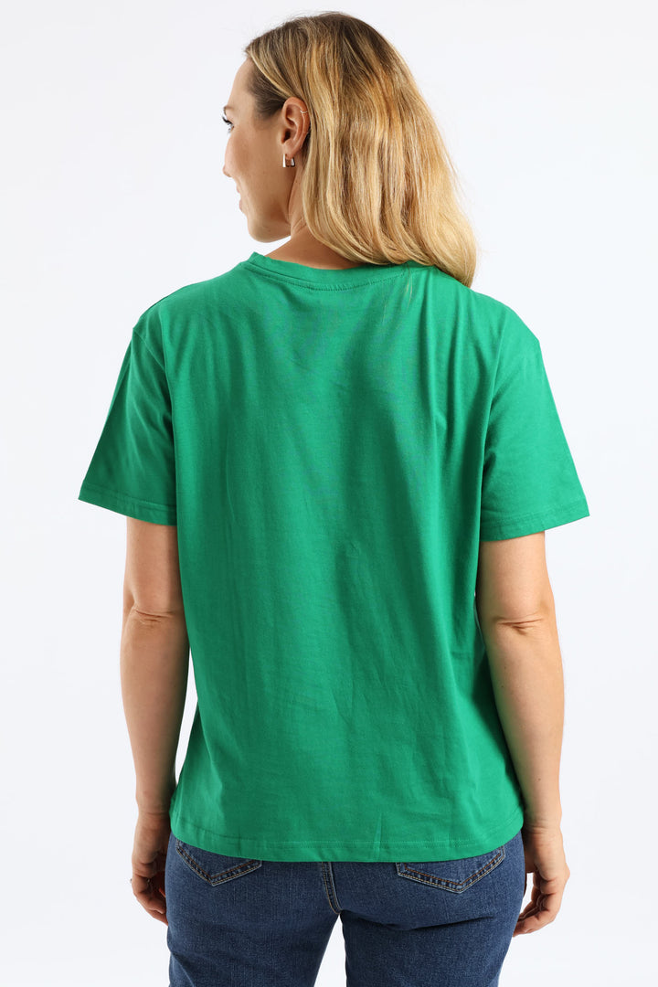 Flowers Placement Tee - Emerald