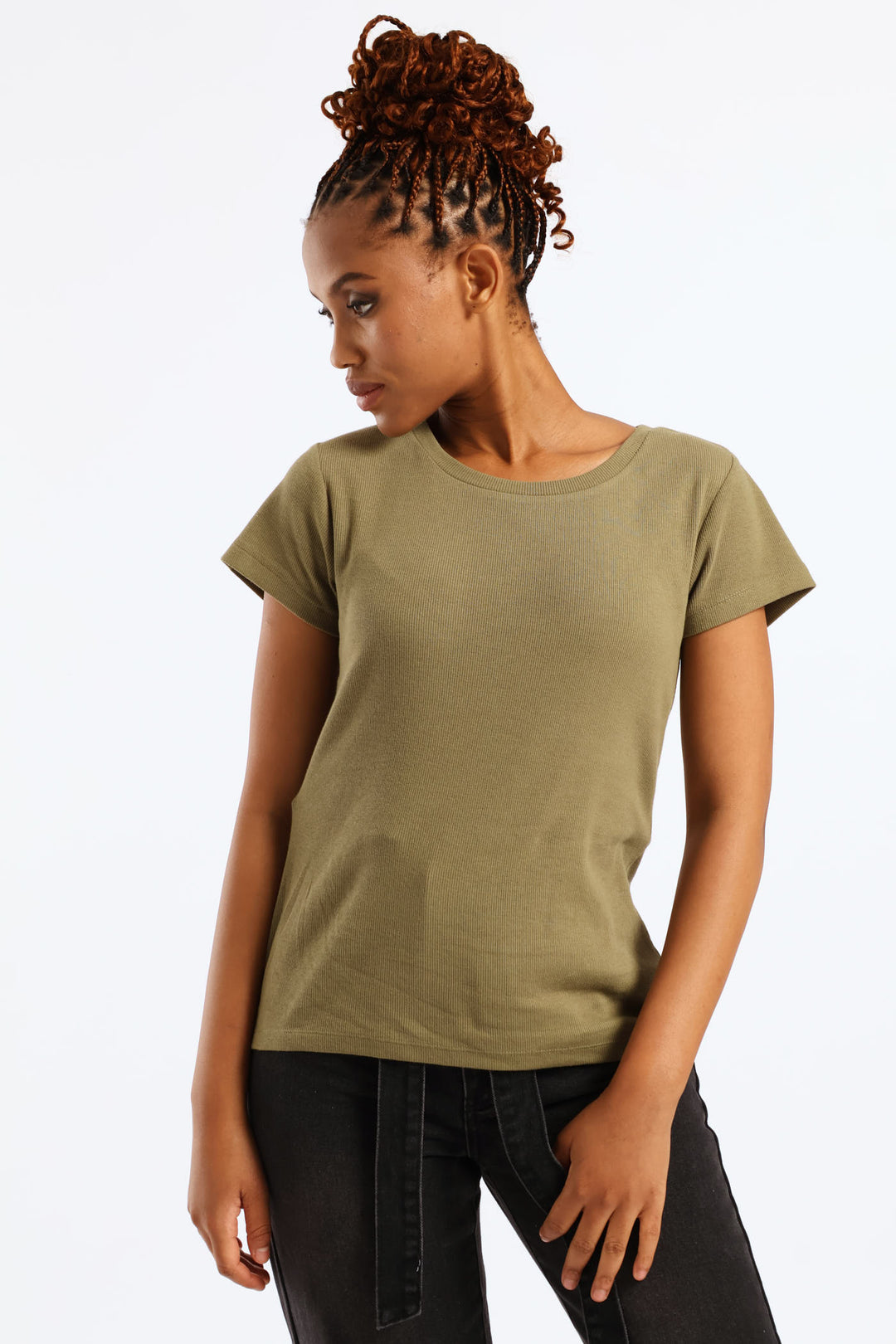 Crew Rib Fitted Tee - Meadow Green