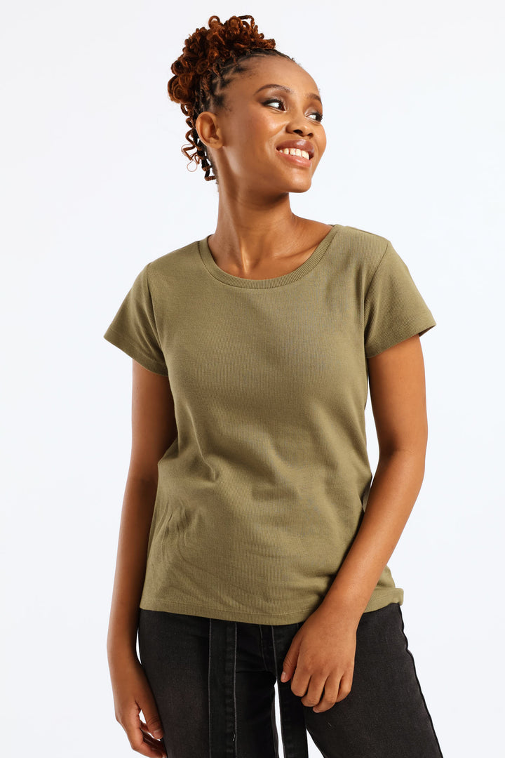 Crew Rib Fitted Tee - Meadow Green